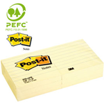 BLOCCO 100fg Post-it Giallo Canary 76x76mm GIALLO A RIGHE 630-6PK