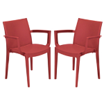 Grandsoleil Set da 2 sedie con braccioli Venice in polipropilene rosso Grand Soleil