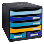 Cassettiera A4 6 cassetti BIG-BOX MAXI nero/multicolore Bee Blue Exacompta