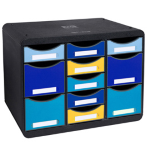 Cassettiera 11 cassetti STORE-BOX MULTI nero/multicolore Bee Blue Exacompta