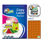 Etichetta adesiva arancio fluo 70fg A4 tonda D25mm (70et/fg Tico