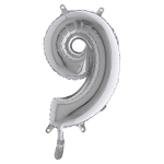 Palloncino in mylar h.36cm numero ''9'' argento Big Party