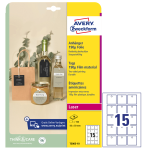Cartellini stampabili resistenti 190mic 50x50mm 10fg(15cart/fg bianco Avery