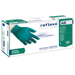 Conf 100 Guanti in nitrile s/polvere R68 taglia L verde Reflexx