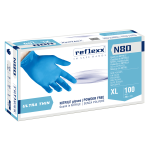Conf 100 Guanti in nitrile ultrasottili N80B taglia XL azzurro Reflexx