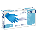 Conf 100 Guanti in nitrile ultrasottili N80B taglia XS azzurro Reflexx