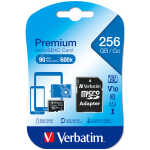 VERBATIM Micro SDXC 256GB C10/U1 con adattatore alle micro SD