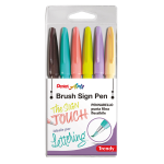 Astuccio 6 Sign Pen Brush Trendy colori assortiti Pentel
