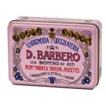 D. Barbero Scrigno regalo rosa in metallo con torroni bianchi friabili100gr Barbero