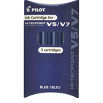 SET 3 REFILL ROLLER HI-TECPOINT V5-V7 RICARICABILE BLU BEGREEN PILOT