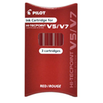 SET 3 REFILL ROLLER HI-TECPOINT V5-V7 RICARICABILE ROSSO BEGREEN PILOT