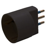 MKC ADATTATORE SEMPLICE NERO CON SPINA 2P+T 16A - PRESA SCHUKO 16A