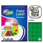 Etichetta adesiva LP4F verde fluo 70fg A4 tonda D63,5mm (12et/fg Tico