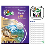 Poliestere adesivo PC4 trasparente 100fg A4 D25mm (70et/fg laser Tico