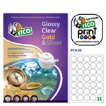 Poliestere adesivo PC4 trasparente 100fg A4 D36mm (35et/fg laser Tico