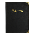 SECURIT PORTA MENU' A4-31,5x24cm NERO in PVC BASIC con 4+2 BUSTE FISSE