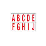 CARTELLI SEGNALATORI Foglio con 10 lettere autoadesive da A a J rosso/bianco 70x124mm
