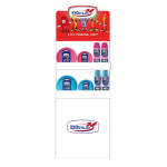 Espositore da terra Mini con piatti e bicchieri Reuse fucsia e turchese Dopla