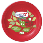Conf 20 Piatti piani compostabili D 22cm rosso Dopla