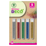 Blister 5 flaconi glitter Bio grana fine 10ml colori assortiti Deco