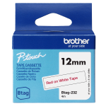 Brother Nastro BTAG232 da 12MM rosso su bianco - lunghezza 4 m