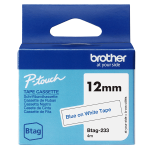 Brother Nastro BTAG233 da 12MM blu su bianco - lunghezza 4 m
