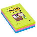 BLOCCO 90foglietti Post-itÂ® Super Sticky RIGHE 101x152mm 660-3SSUC COLORI ULTRA