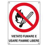 CARTELLI SEGNALATORI "CARTELLO ALLUMINIO 16,6x23,3cm 'Vietato fumare e usare fiamme libere"""
