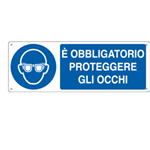 CARTELLI SEGNALATORI "CARTELLO ALLUMINIO 35x12,5cm 'E' obligatorio proteggere gli occhi"""