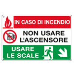 CARTELLI SEGNALATORI CARTELLO ALLUMINIO 30x20cm 'In caso di incendio non usare l'ascensore...'