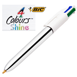 Scatola 12 penna sfera scatto 4COLORS SHINE SILVER BIC