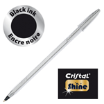 Scatola 20 penna sfera CRISTALÂ® SHINE SILVER medio 1,0mm nero BICÂ®