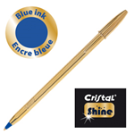 Scatola 20 penna sfera CRISTALÂ® SHINE GOLD medio 1,0mm blu BICÂ®