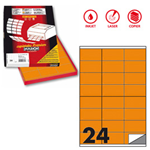 Etichetta adesiva C/500 arancio fluo 100fg A4 70x36mm (24et/fg Markin