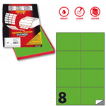 Etichetta adesiva C/512 verde fluo 100fg A4 105x74,25mm (8et/fg Markin