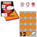 Etichetta adesiva R/310 arancio fluo 100fg A4 tonda D60mm (12et/fg Markin