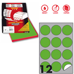 Etichetta adesiva R/310 verde fluo 100fg A4 tonda D60mm (12et/fg Markin