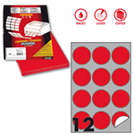 Etichetta adesiva R/310 rosso fluo 100fg A4 tonda D60mm (12et/fg Markin