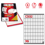 Etichetta adesiva C/532 bianca 100fg A4 16,3x35,4mm (96et/fg Markin