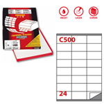 Etichetta adesiva C/500 bianca 100fg A4 70x36mm (24et/fg Markin