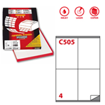 Etichetta adesiva C/505 bianca 100fg A4 105x140mm (4et/fg Markin
