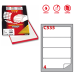 Etichetta adesiva C/535 bianca 100fg A4 190x61mm c/angoli arrot. (4et/fg Markin
