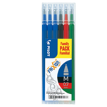 Set 6 refill FRIXIONball 0.7mm 3 blu,1 nero, 1 rosso, 1 verde PILOT