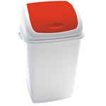 MEDIALINTERNATIONAL Pattumiera a basculante 50Lt Rif Basic Bianco/Rosso