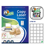 Etichetta adesiva LP4W bianca 100fg A4 tonda D40mm (24et/fg Laser Tico