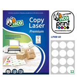 Etichetta adesiva LP4W bianca 100fg A4 tonda D60mm (12et/fg Laser Tico