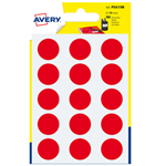 Blister 90 etichetta adesiva tonda PSA rosso Ã˜19mm Avery