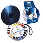 Acquerelli AQUAFINE Scatola met. 18 godet +pennello+2 tavolozze Daler Rowney