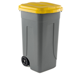 MobilPlastic Bidone mobile Cento 100Lt grigio c/coperchio giallo per raccolta differenziata