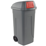 MobilPlastic Bidone mobile Cento Push 100Lt grigio c/coperchio rosso per raccolta diff.